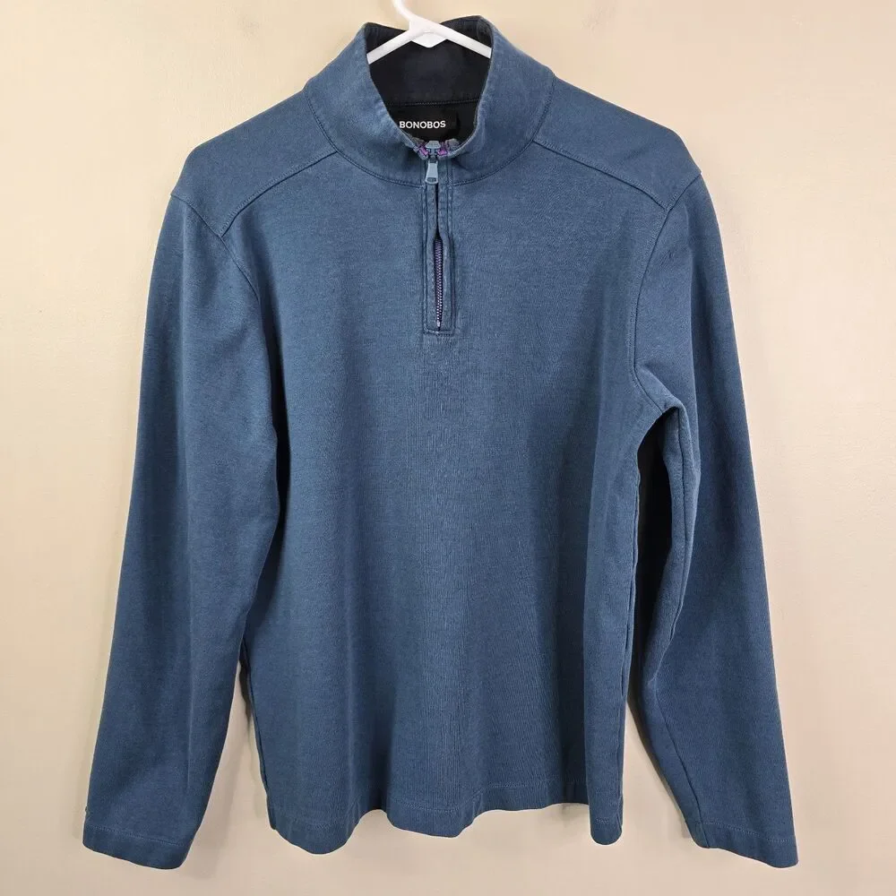 Bonobos Mens Long Sleeve Slim Fit 1/4 Zip Pullover Medium - Picture 1 of 5